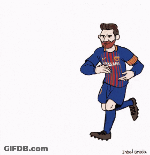 A Drawing Of A Soccer Player With A Goat Head And A Rakuten Shirt GIF