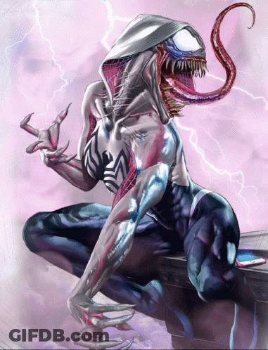 A Drawing Of A Spider-Man With A Long Tongue Sticking Out GIF