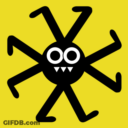 A Drawing Of A Spider With A Face And Eyes GIF