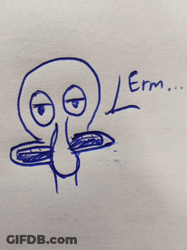 A Drawing Of A Squid With The Word " Em " Written In Blue Marker GIF