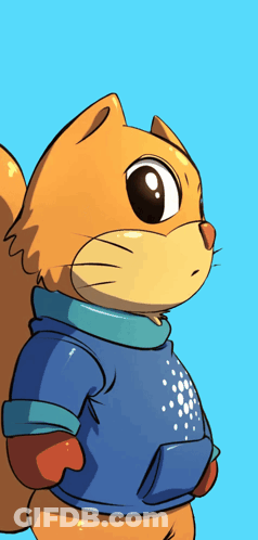 A Drawing Of A Squirrel Wearing A Blue Sweater GIF
