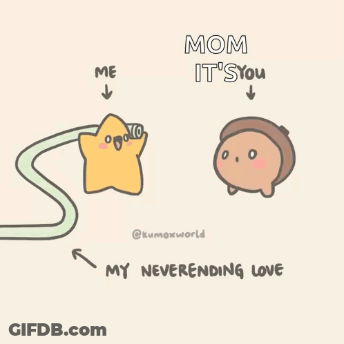 A Drawing Of A Star Spraying Hearts With The Words Mom It 'S You GIF