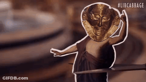A Drawing Of A Statue Of A Man With A Circle Around His Head GIF