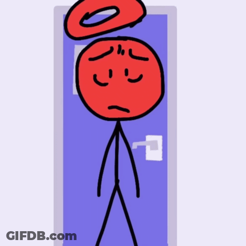 A Drawing Of A Stick Figure With A Red Circle On His Head GIF