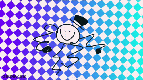 A Drawing Of A Stick Figure With A Top Hat And A Smiley Face GIF