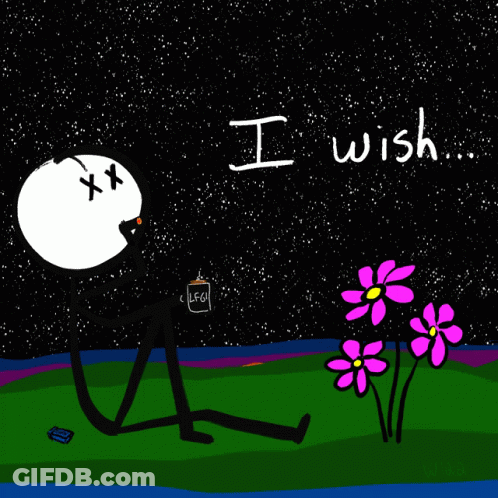A Drawing Of A Stick Figure With The Words " I Wish " On It GIF