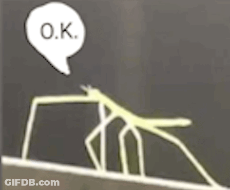 A Drawing Of A Stick With A Speech Bubble That Says `` O.k. '' GIF