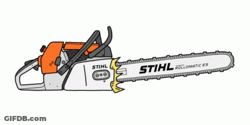 A Drawing Of A Stihl Chainsaw With A White Background GIF