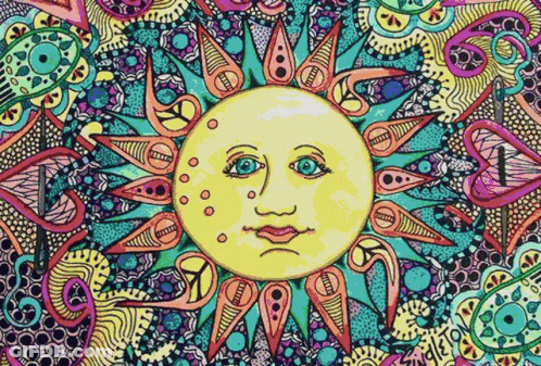 A Drawing Of A Sun With A Face On It GIF