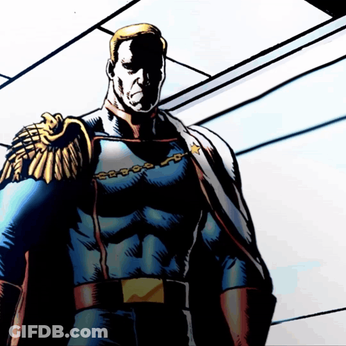 A Drawing Of A Superhero With A Star On His Chest GIF