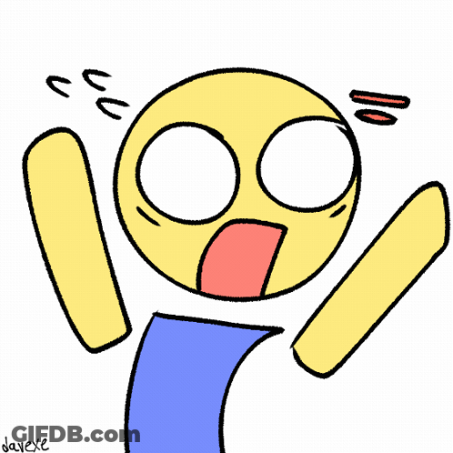 A Drawing Of A Surprised Smiley Face With A Red Exclamation Mark Above It GIF