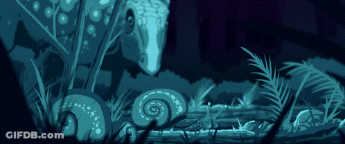 A Drawing Of A Swirl In The Grass With A Lizard In The Background GIF