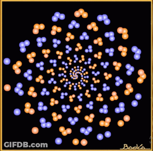 A Drawing Of A Swirl Of Blue And Orange Circles With The Name Baden Written On The Bottom GIF