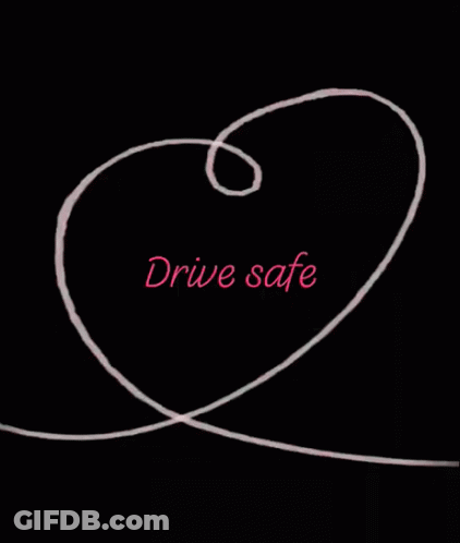 A Drawing Of A Swirl With The Words Drive Safe On It GIF