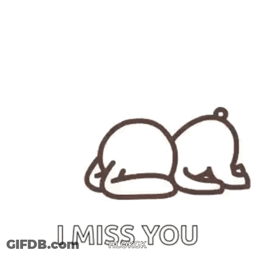 A Drawing Of A Teddy Bear Laying Down With The Words `` I Miss You '' Written Below It . GIF