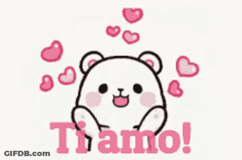 A Drawing Of A Teddy Bear With Hearts And The Word Ti Amo GIF
