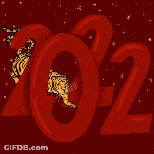 A Drawing Of A Tiger With The Number 2022 Behind It GIF