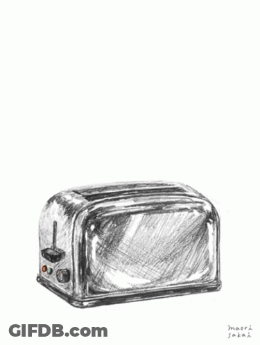 A Drawing Of A Toaster And A Slice Of Bread That Says Good Morning Handsome GIF