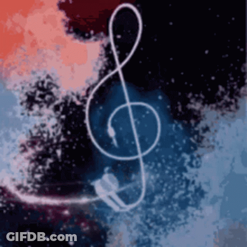 A Drawing Of A Treble Clef With Headphones Attached To It GIF