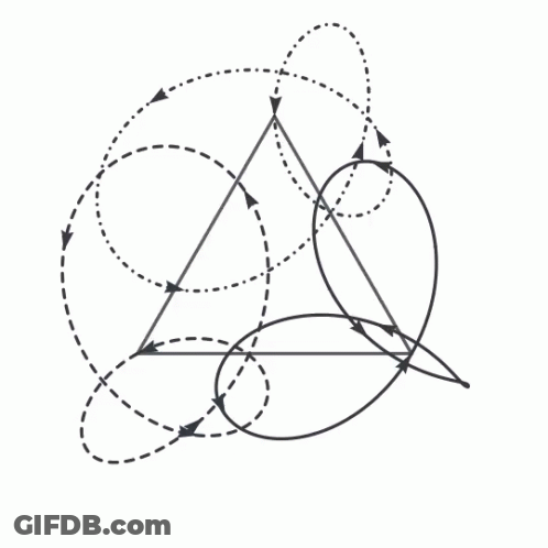 A Drawing Of A Triangle And Circles With Arrows Pointing In Opposite Directions GIF