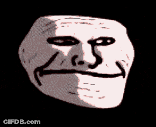 A Drawing Of A Troll Face That Is Smiling GIF