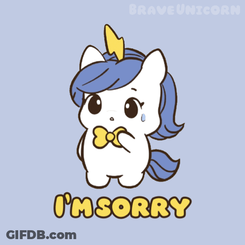 Unicorn With Sorry Written Below GIF