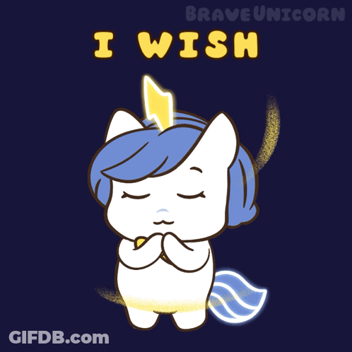 A Drawing Of A Unicorn With The Words I Wish Written Above It GIF