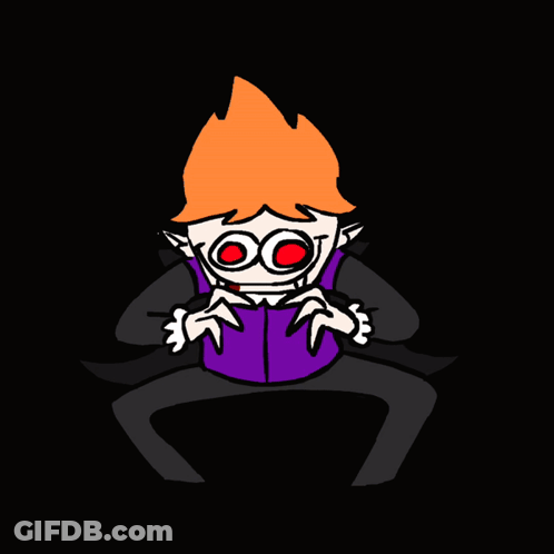 A Drawing Of A Vampire With Red Eyes And Fangs GIF