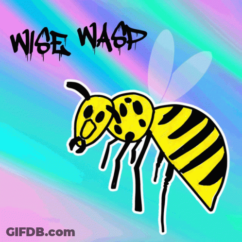 A Drawing Of A Wasp With The Words " Wise Wasp " Written Above It GIF