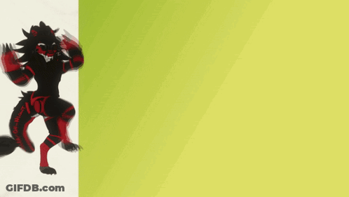 A Drawing Of A Werewolf On A Green And White Flag GIF