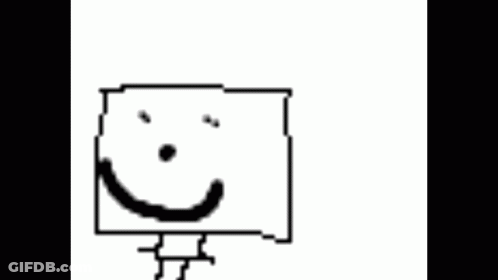 A Drawing Of A White Box With Red Horns GIF