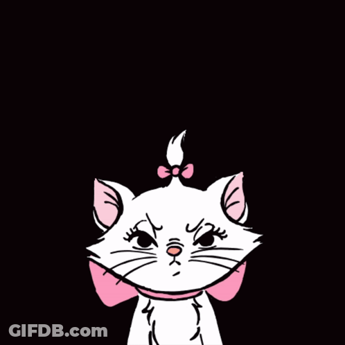 A Drawing Of A White Cat With A Pink Bow GIF