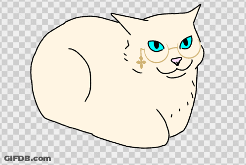 A Drawing Of A White Cat With Blue Eyes GIF