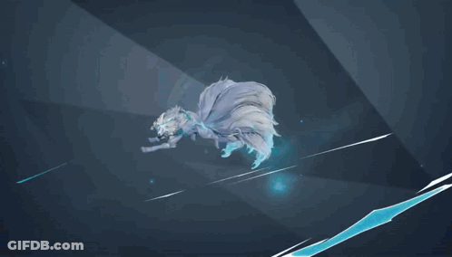 A Drawing Of A White Wolf With Blue Eyes GIF