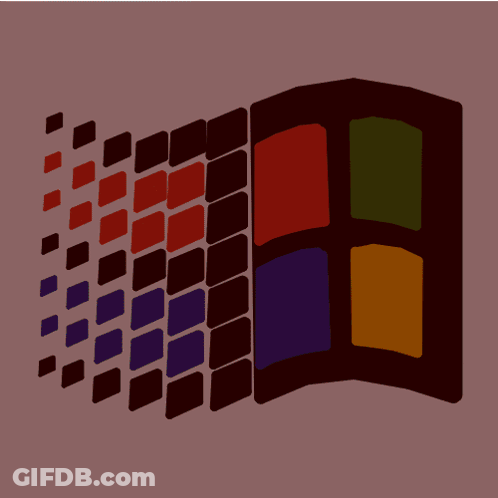 A Drawing Of A Windows Logo With Black Squares And Colored Squares GIF