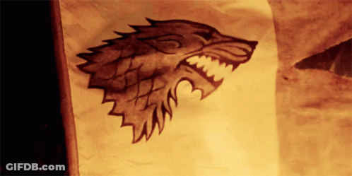 A Drawing Of A Wolf 'S Head With Sharp Teeth GIF