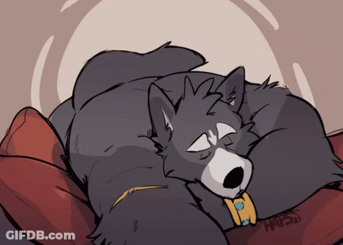 A Drawing Of A Wolf Sleeping With The Year 2021 On The Bottom Right GIF
