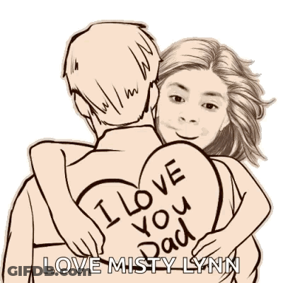 A Drawing Of A Woman Hugging A Man With A Heart That Says I Love You Back On It GIF
