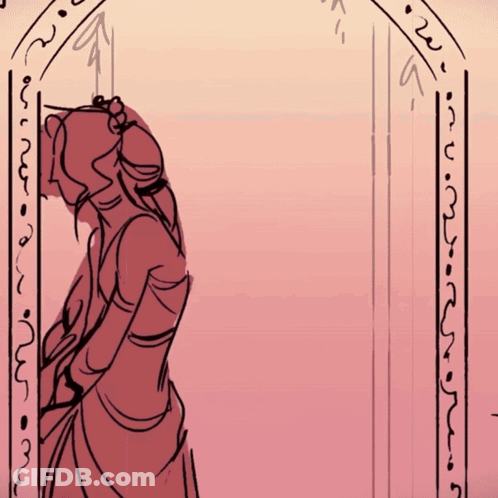 A Drawing Of A Woman Leaning Against A Wall With Arabic Writing GIF