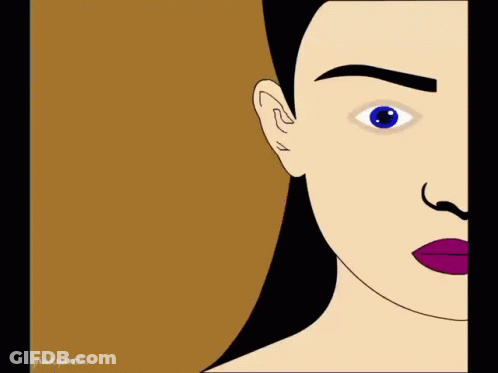 A Drawing Of A Woman 'S Face With The Name Pinkyarts Written Below It GIF