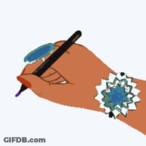 A Drawing Of A Woman 'S Hand With A Bracelet And A Pen GIF