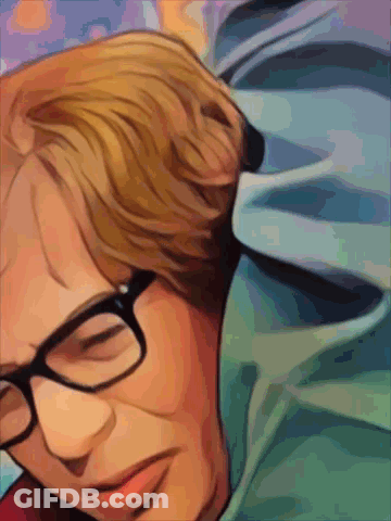 Woman Wearing Glasses And Blue Shirt Drawing GIF