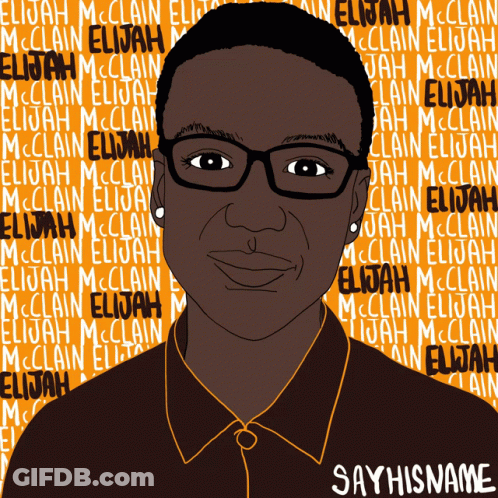 A Drawing Of A Woman Wearing Glasses With The Name Elijah In The Background GIF