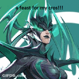 A Drawing Of A Woman With A Mask And A Caption That Says A Feast For My Cros GIF