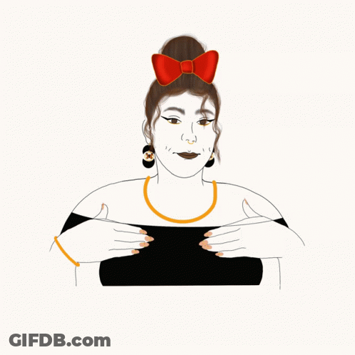 A Drawing Of A Woman With A Red Bow On Her Hair GIF
