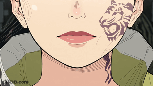 A Drawing Of A Woman With A Tattoo On Her Face GIF