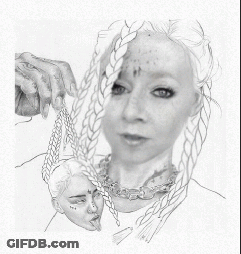 A Drawing Of A Woman With Braids And A Tattoo On Her Face GIF