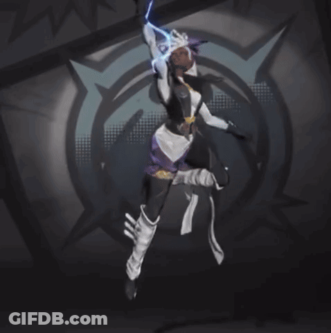 A Drawing Of A Woman With Dreadlocks Holding A Blue Lightning Bolt GIF