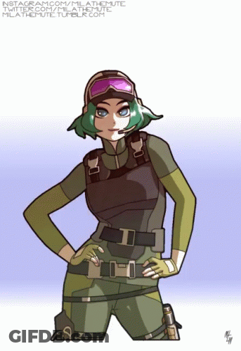 A Drawing Of A Woman With Green Hair And A Microphone On Her Head GIF