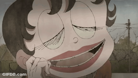 A Drawing Of A Woman With Her Eyes Closed And A Smile On Her Face GIF